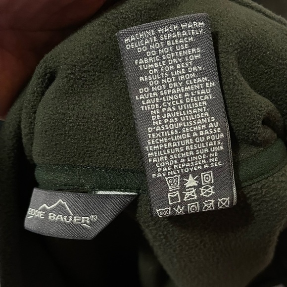 Eddie Bauer 1/4 Zip Up Collar Green Fleece Sweater Size: TL‎ - Picture 6 of 9